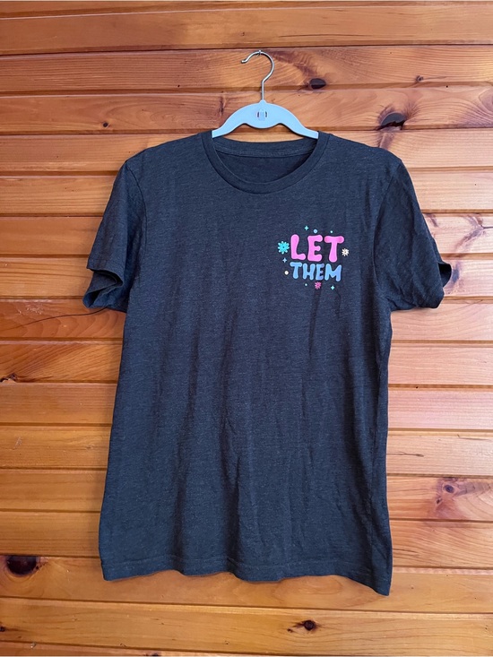 Love In Faith Tops - LET THEM Graphic Tee - Dark Gray Women’s Shirt